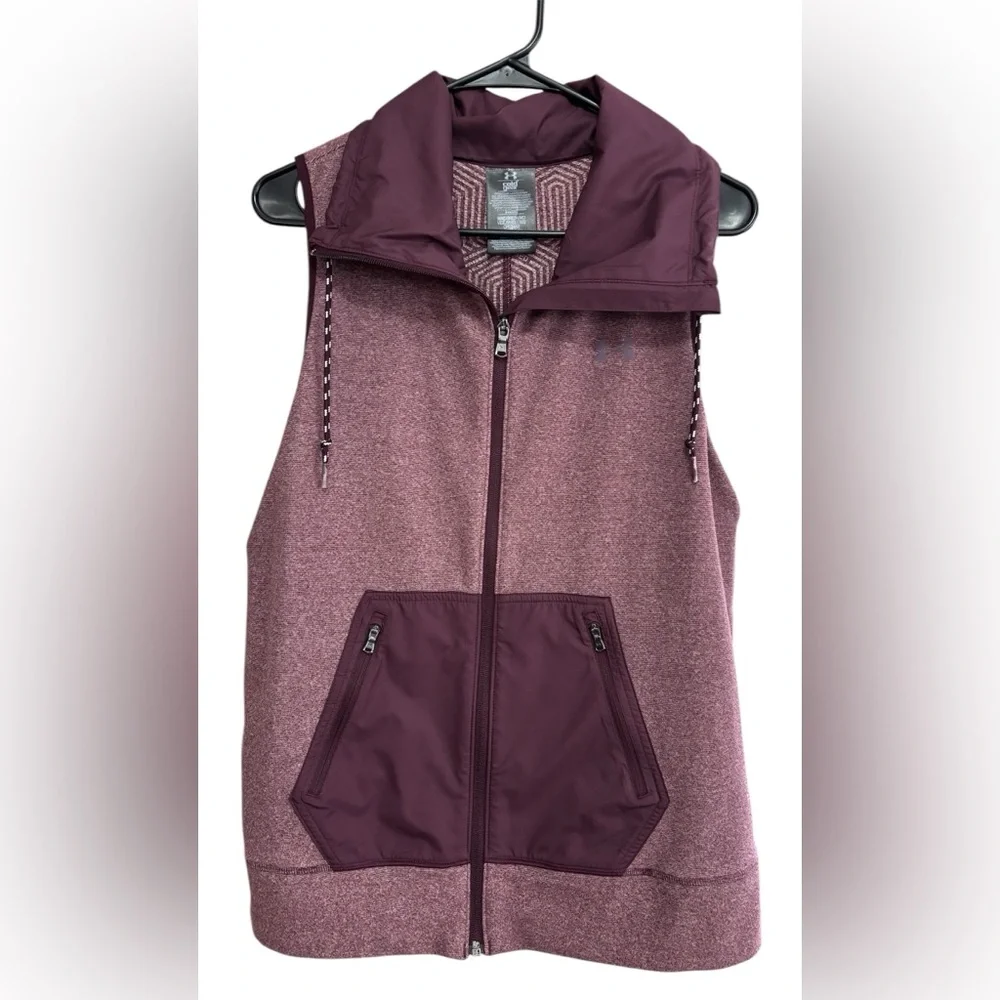 Under Armour Cold Gear Women's Maroon  zip Vest
 Sz M - Picture 2 of 5